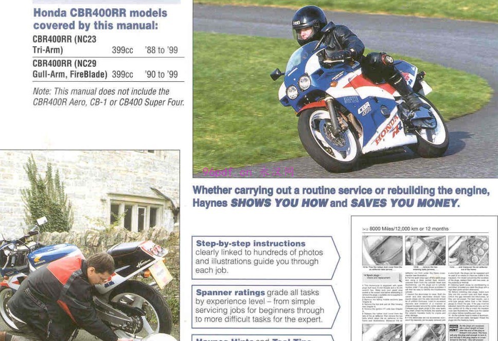 1988-1999本田Honda CBR 400 维修手册资料(英文)