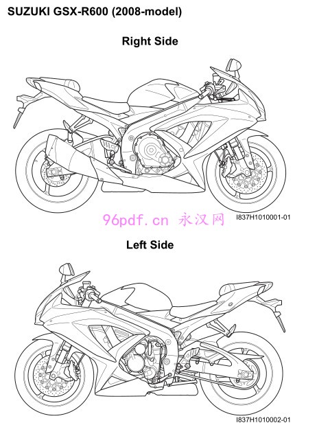 2009-2008 铃木Suzuki GSX-R600 K8 K9维修手册资料(英文) 含电路图