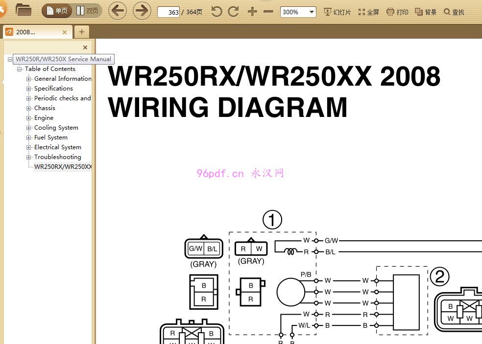 2008 雅马哈 WR250RX(C) WR250XX(C) 维修手册 含电路图 (英文)