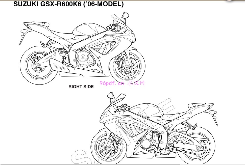 铃木Suzuki GSX-R600 K6 K7 2006-2007 维修手册资料 含电路图 (英文)