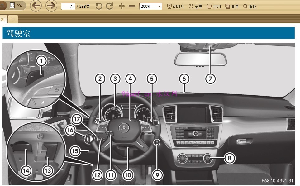 2012-2014 奔驰ML300 ML350 ML63 AMG 使用说明书 车主用户手册按键操作2013