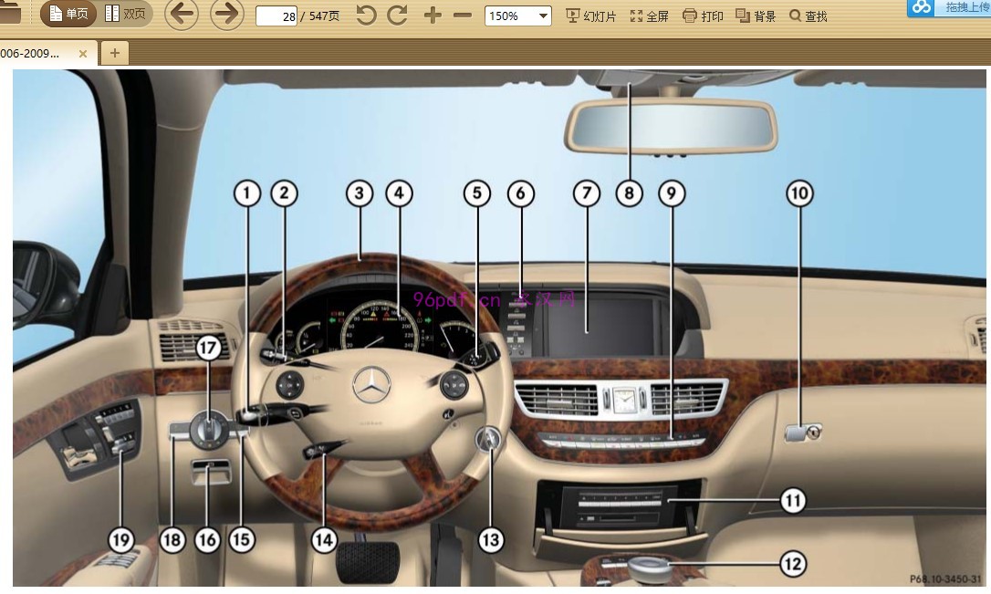 2006-2009 奔驰S350 S500 使用说明书 车主用户手册 仪表按键操作 2007-2008 W221