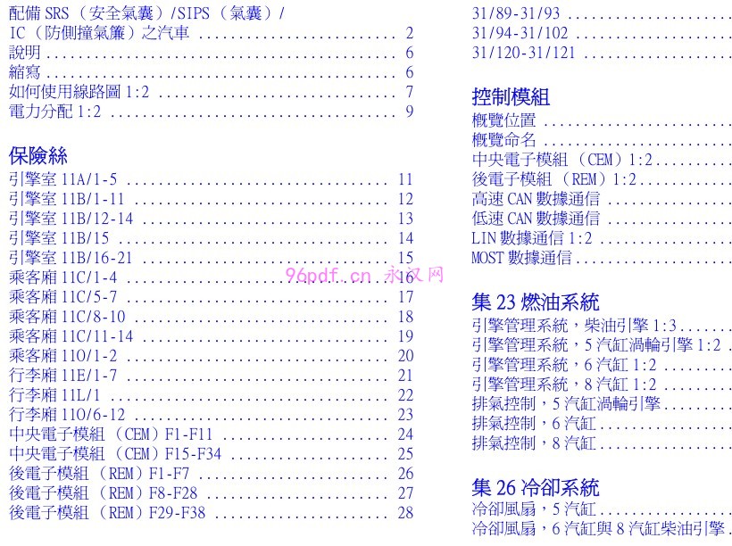 2011 沃尔沃XC90电路图 线路图资料 (繁体字)