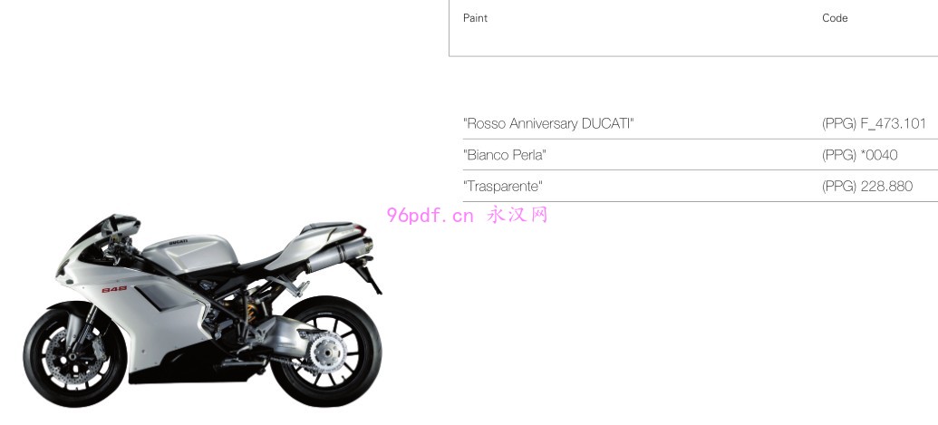 2008 杜卡迪ducati superbike 848 零件手册 零件号码 料号(英文)