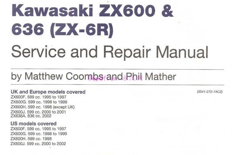 1995-2002 川崎Kawasaki ZX600 zx636 维修手册资料(英文)