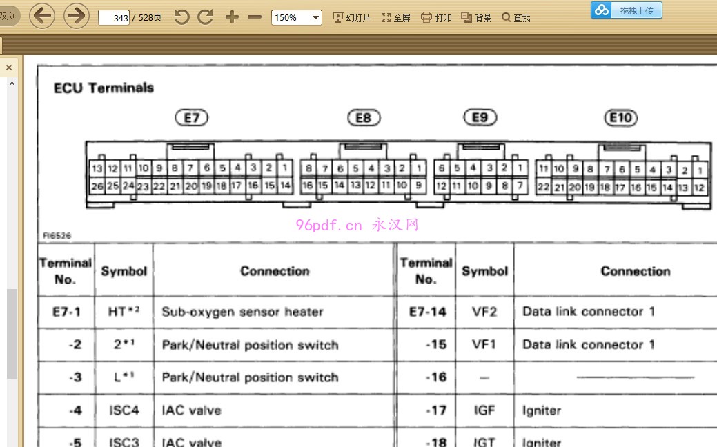 丰田3VZ-FE 发动机的维修手册资料 ECU 电路图(英文) 3.0升 528多页