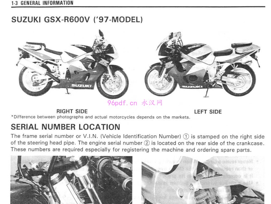 1997-2000 铃木Suzuki GSX-R600维修手册资料 扭矩数据 电路图 (英文)