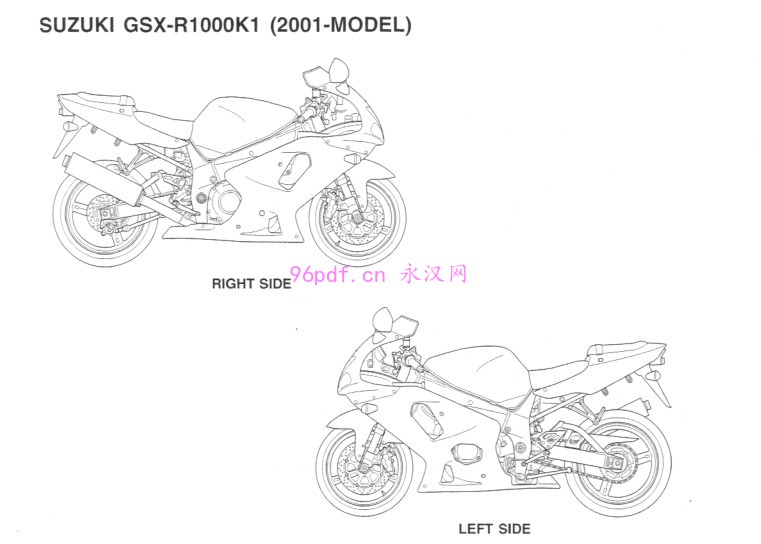 2001-2002 铃木Suzuki GSX-R1000 K1 K2 维修手册资料含电路图(英文) 扭矩数据